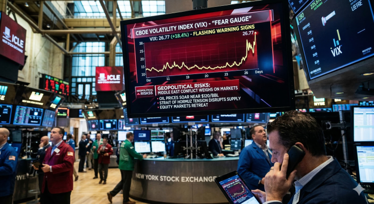 Wall Street’s Fear Gauge Still Flashing Warning Signs as Middle East Conflict Weighs on Markets